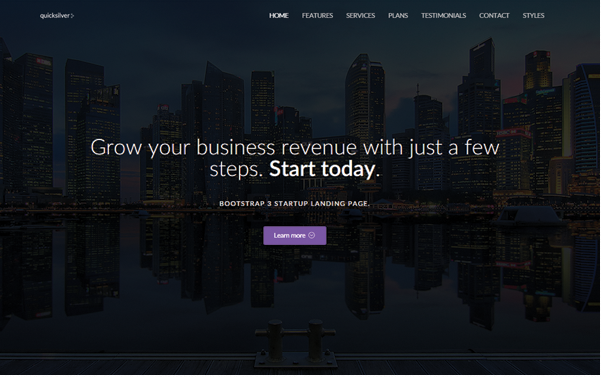 Bootstrap theme Quicksilver - Startup Landing Page