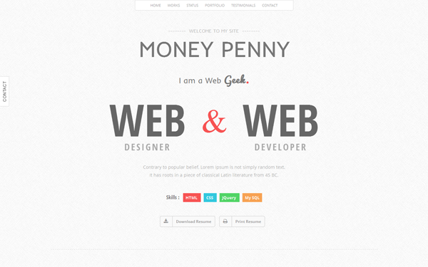 Bootstrap template Money Penny - Resume & Portfolio Theme