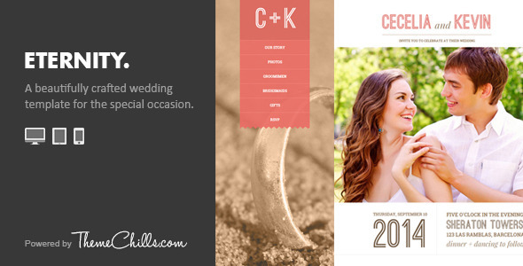 Bootstrap template Eternity - Responsive Wedding Template