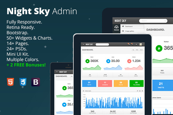 Bootstrap theme Night Sky Admin (HTML/CSS Version)