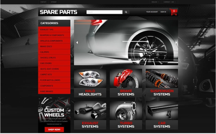 Bootstrap theme Automobile Replacement Parts PrestaShop Theme