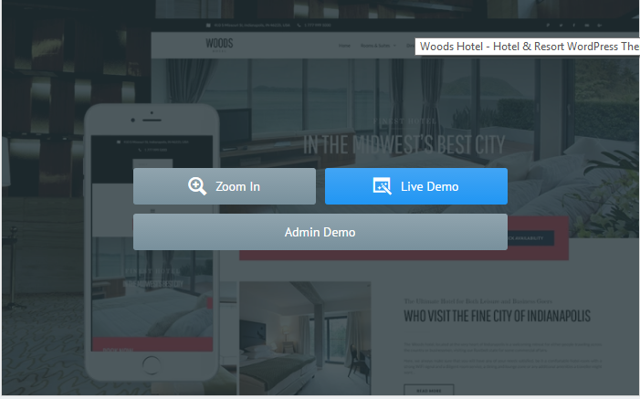 Bootstrap theme Woods Hotel - Hotel & Resort WordPress Theme