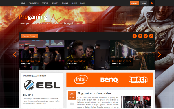 Bootstrap theme ProGaming - Responsive Gaming Magazine