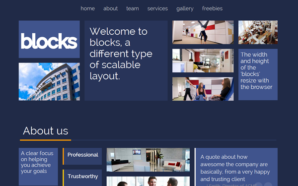 Bootstrap theme Blocks: 1 Page Scaleable Bootstrap Theme