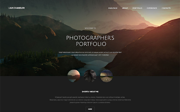 Bootstrap theme Photographer's Portfolio Theme