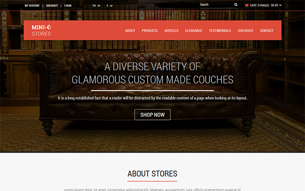 Bootstrap theme Mini-E-Stores - One Page E-Shop Template