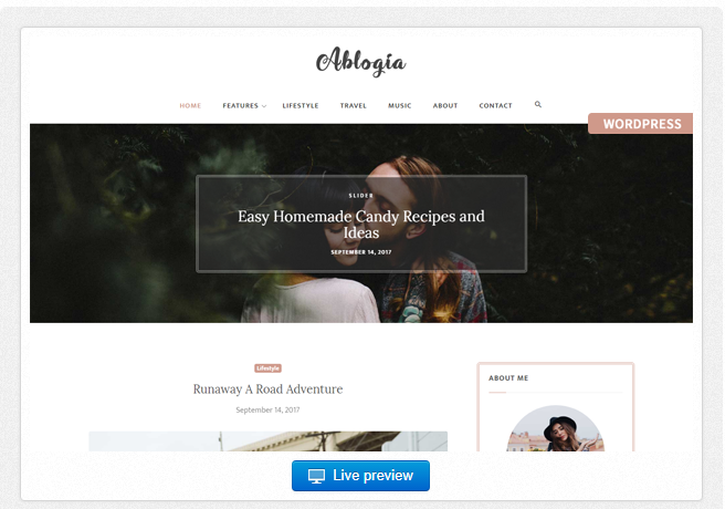 Bootstrap theme Ablogia - Personal WordPress Blog Theme