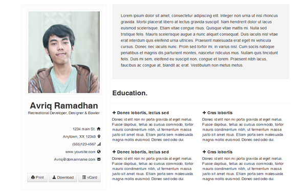 Bootstrap theme MyResume