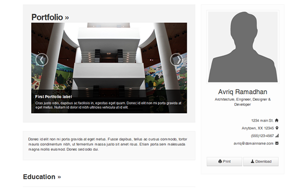 Bootstrap theme White & Clean CV