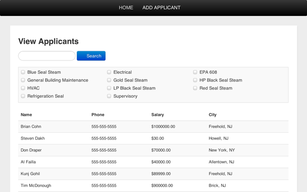 Bootstrap theme Search Page and Add/Edit Form