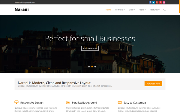 Bootstrap theme Narani - Multi-purpose Parallax Template