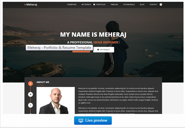 Bootstrap theme Meheraj - Portfolio & Resume Template