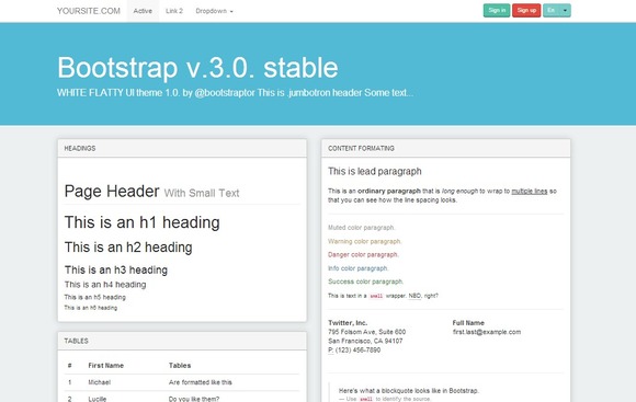 Bootstrap theme Bootstrap 3.0. WhiteFlatty alt theme