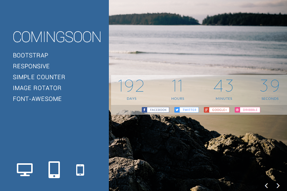 Bootstrap theme Coming Soon Responsive Template